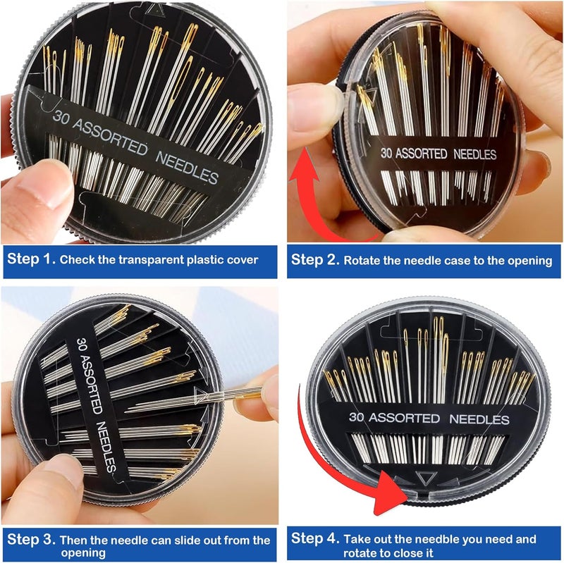 pikdmin 30-Pack Premium Hand Sewing Needles, 6 Sizes Assorted Needles with 2 Threaders, Embroidery Needles for Handsewing, Large Eye Sewing Needle Kit for Art and Craft Projects, Sewing Sharp Needles - Image 4